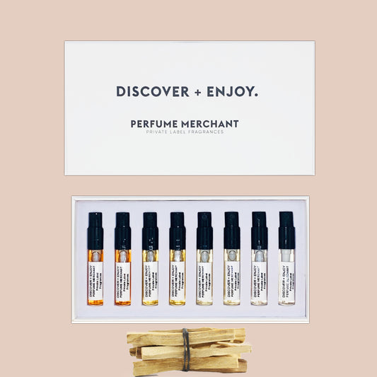 WOODY - DISCOVER PACK | Sample box from the woody fragrance family by Perfume Merchant
